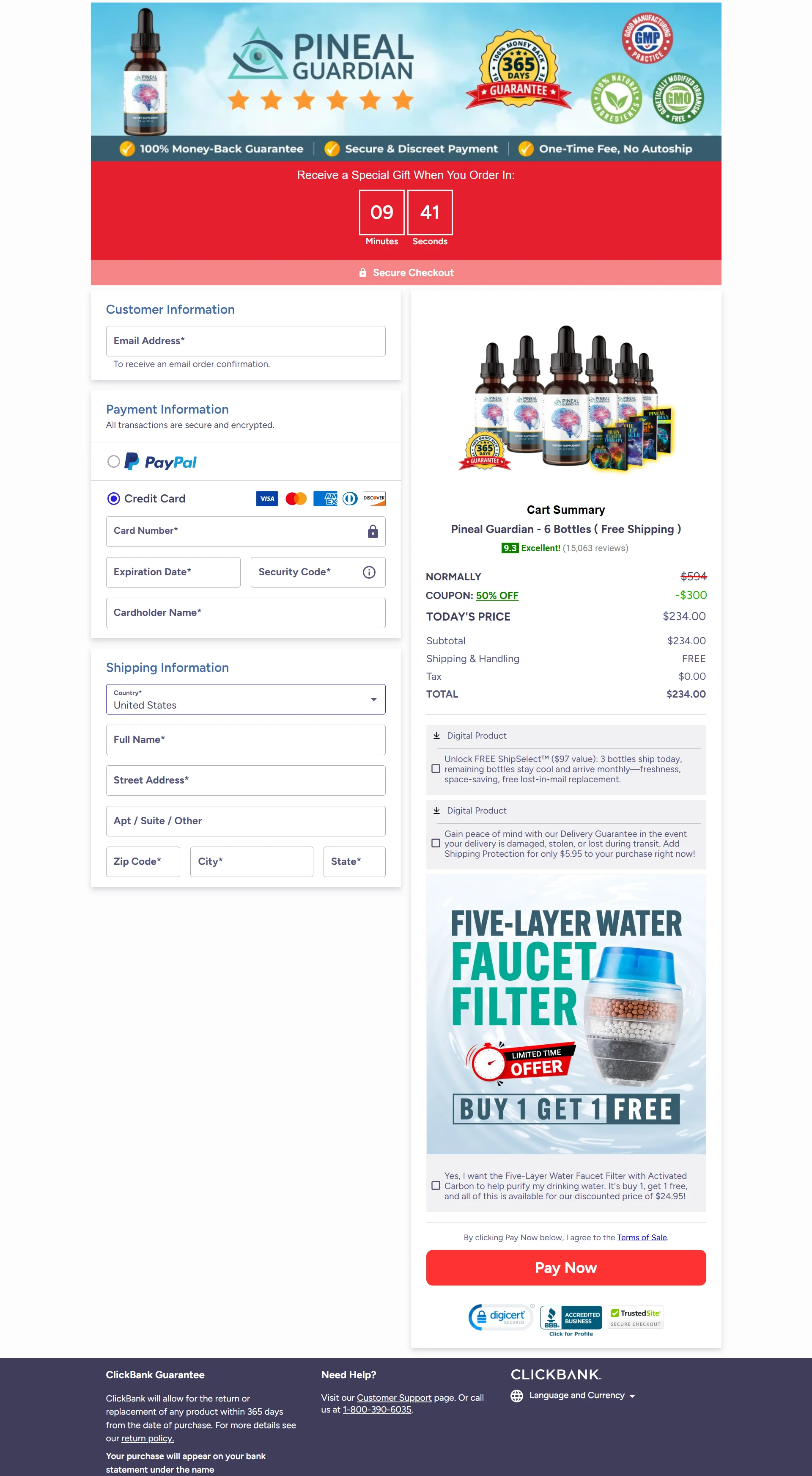Pineal Gaurdian Checkout page